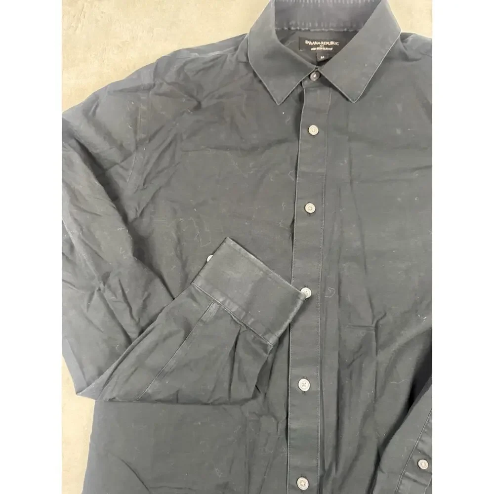 Banana Republic Non-Iron Shirt Men’s M Black Slim Fit Long Sleeve Dress